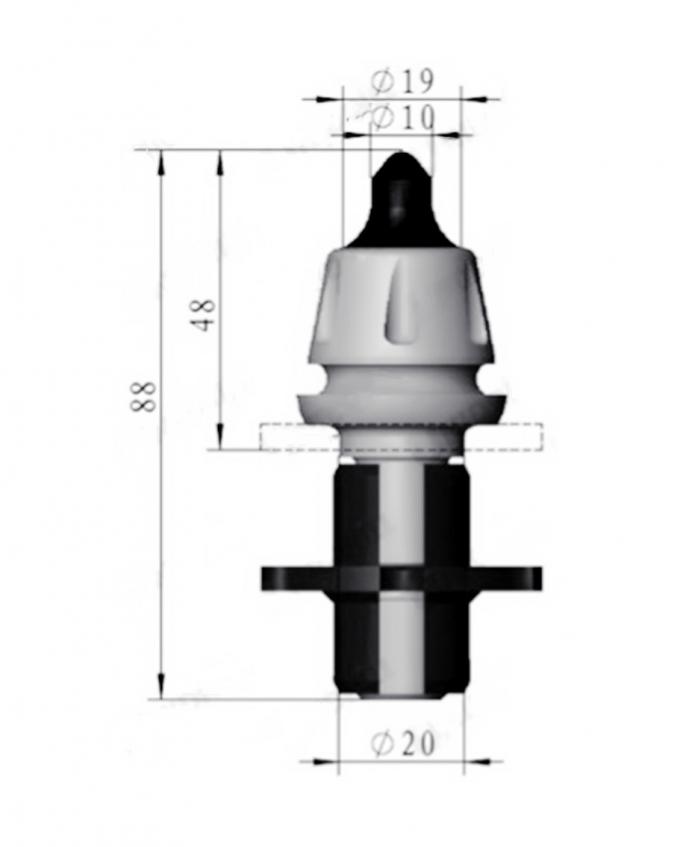 W6 G/20 20mm Shank Cap Shaped Asphalt Road Milling Tips 0